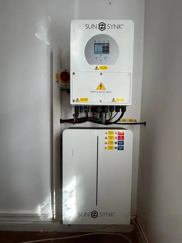 SunSynk inverter and battery in a utility space