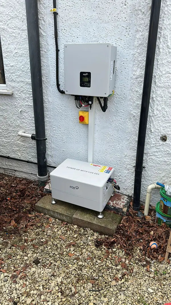 Outdoor battery on its own concrete base